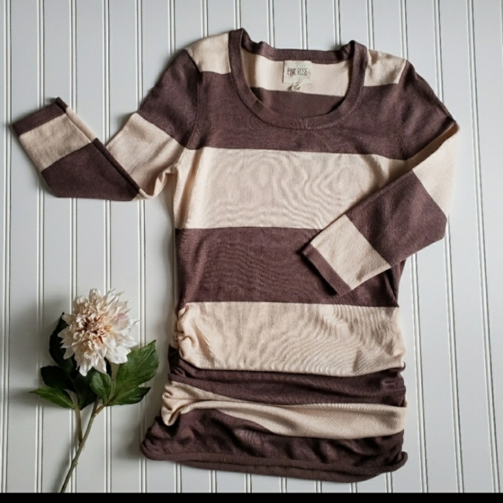 Tan and brown top